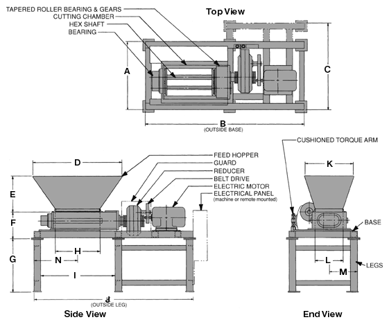 plastic shredder assembly view